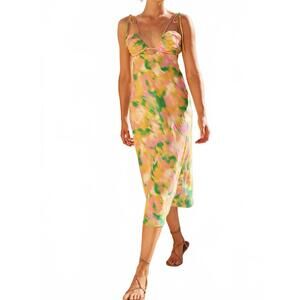 NEW AQUARI celeste midi dress in tropicana